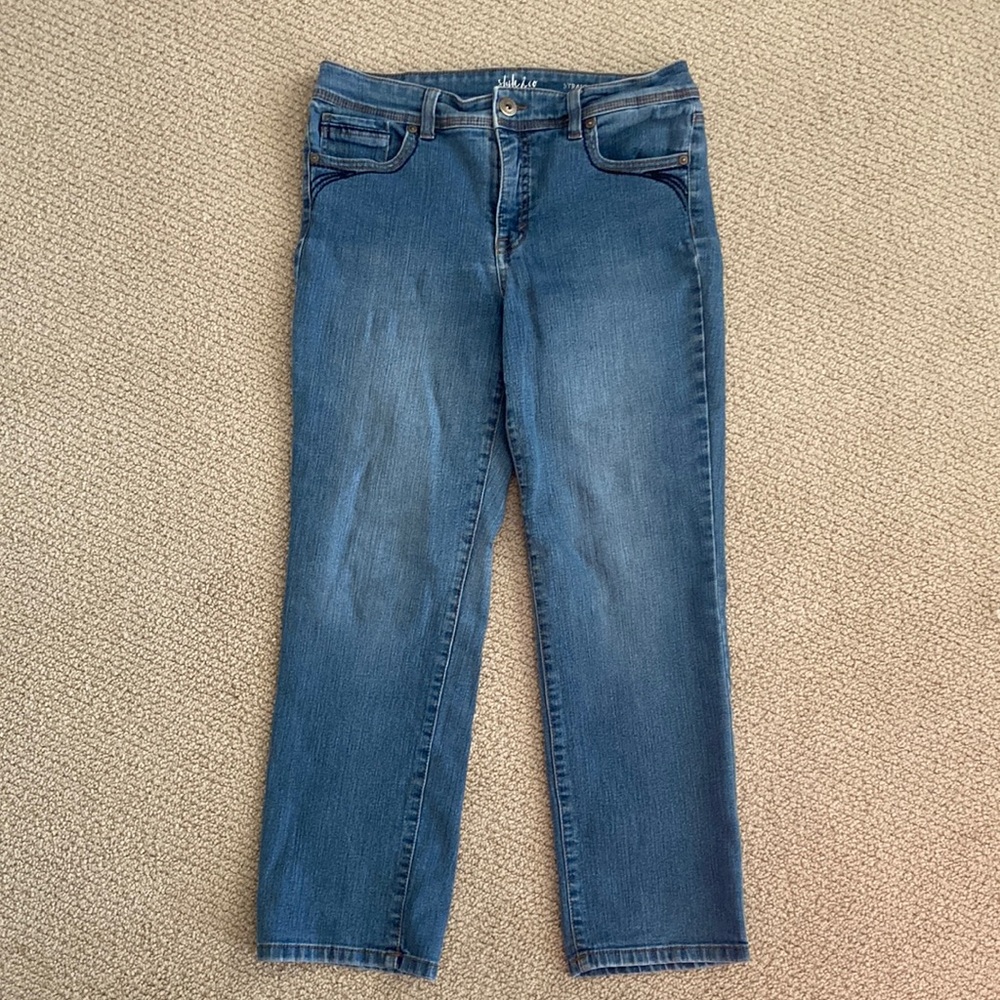 Style & Co Straight Leg Blue Jeans Size 8 Petite Medium Wash Denim Style EUC